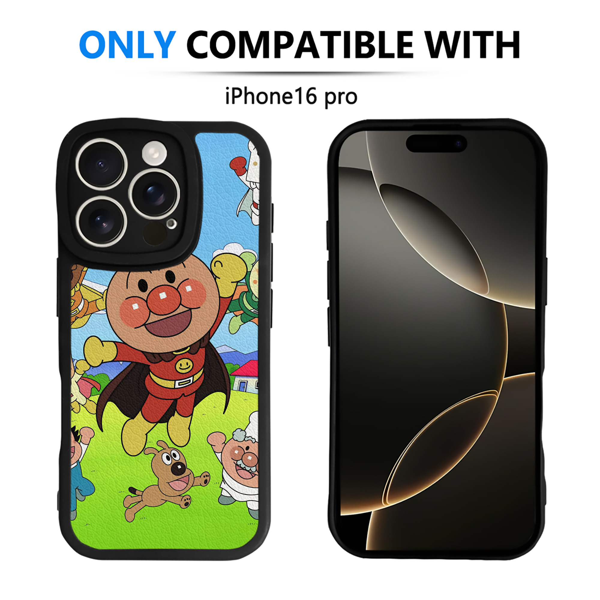 （画像用） アンパンマン Anpanman 【iPhone 16シリーズ対応】シリコンスマホケース（レザー調） 材質：シリコン